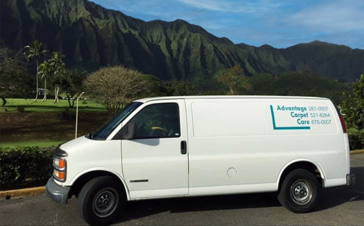 Advantage Carpet Care service van for professional carpet and rug cleaning across Oahu.